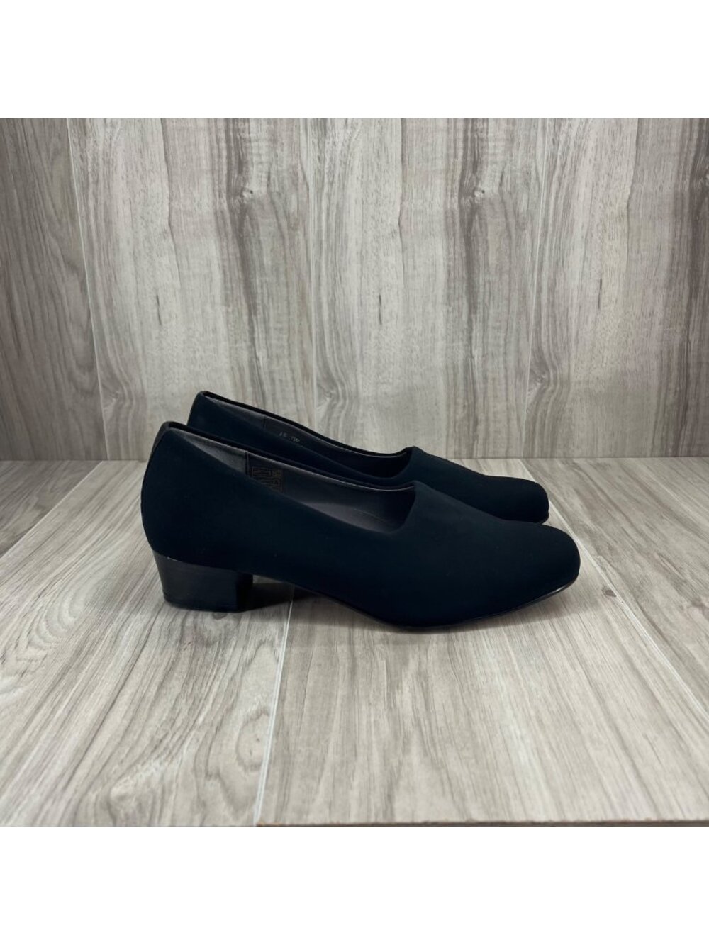 SAS Heels Womans 7W Lucia Black Fabric Slip On Pumps Comfort Shoes
